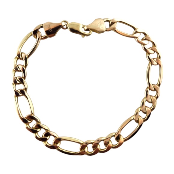 Estate Jewelry - 10 Karat Yellow Gold Figaro Chain Link Bracelet #18895